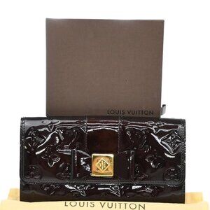 LOUIS VUITTON Bow Long Wallet Monogram Vernis Leather Purple M91498 69KP153
